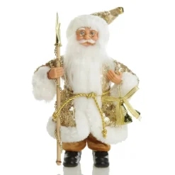 Gold Sequin Santa Ornament Christmas Figurines|