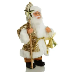 Gold Sequin Santa Ornament Christmas Figurines|