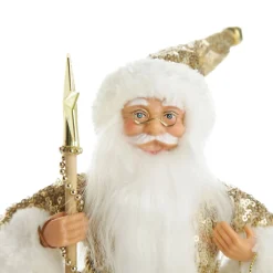 Gold Sequin Santa Ornament Christmas Figurines|