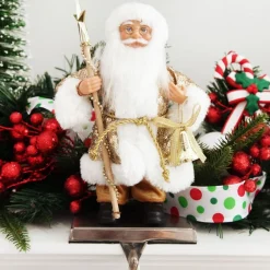 Gold Sequin Santa Ornament Christmas Figurines|