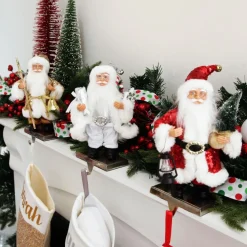 Gold Sequin Santa Ornament Christmas Figurines|