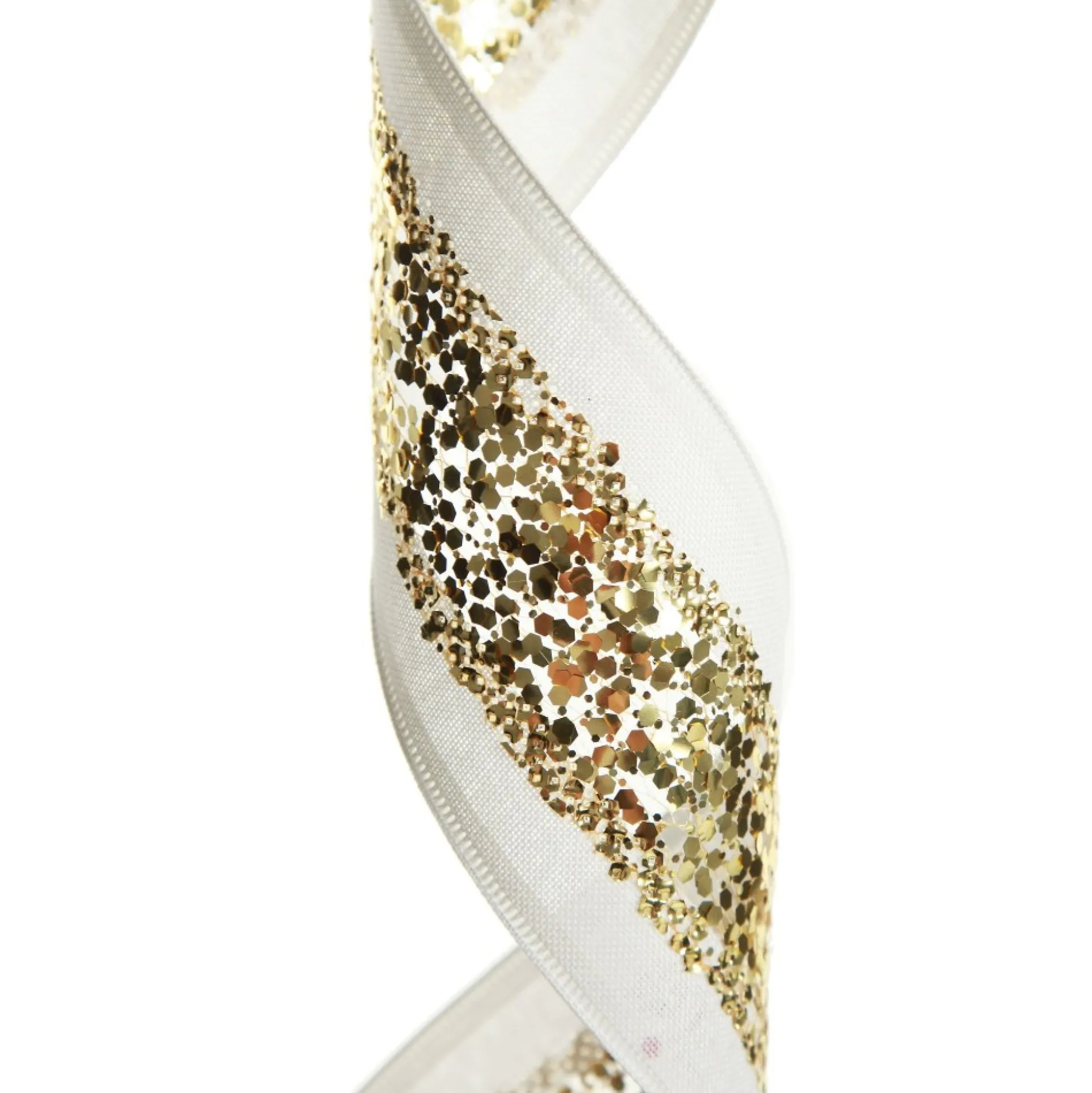 Gold Sequin Wired Christmas Ribbon Ribbons|