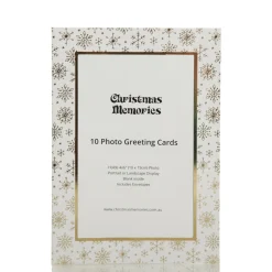 Gold Snowflakes Christmas Photo Greeting Card 10 Pack Photo Gifts|