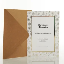 Gold Snowflakes Christmas Photo Greeting Card 10 Pack Photo Gifts|