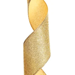 Gold Sparkle Glitter Ribbon Wired Edge - 6.3cm Ribbons|