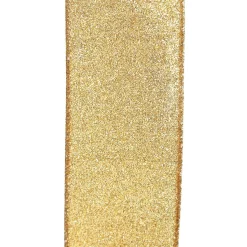 Gold Sparkle Glitter Ribbon Wired Edge - 6.3cm Ribbons|