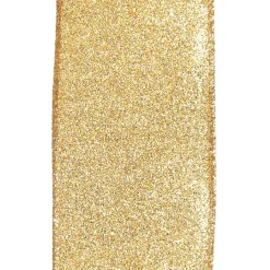 Gold Sparkle Glitter Ribbon Wired Edge - 6.3cm Ribbons|