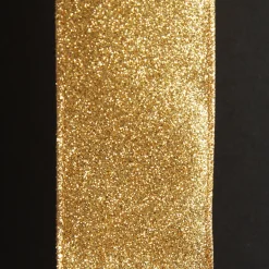 Gold Sparkle Glitter Ribbon Wired Edge - 6.3cm Ribbons|