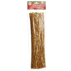 Gold Tinsel Chenille Stem Pipe Cleaners - Pack of 45 Christmas Craft Supplies|
