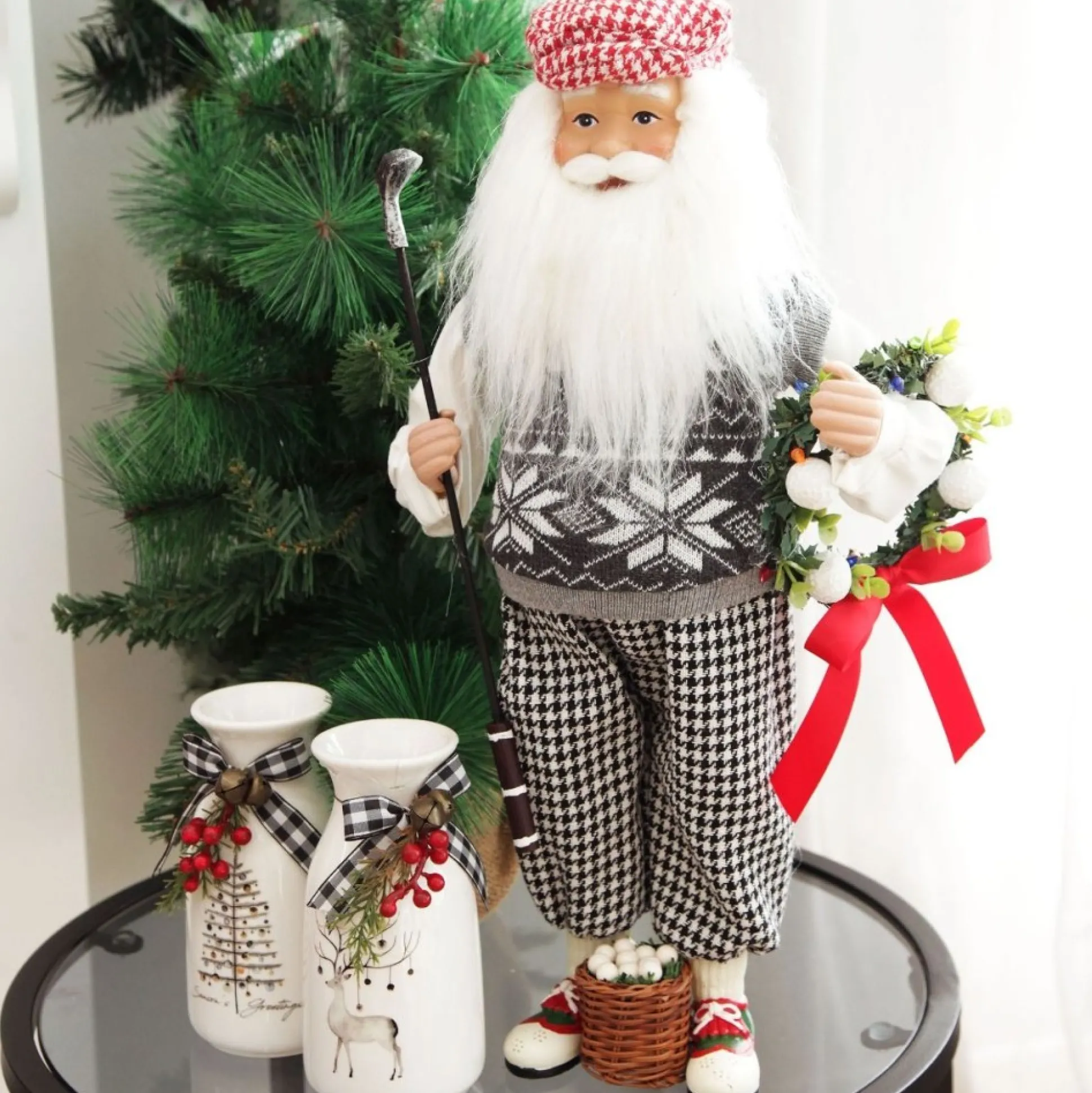 Golfing Santa Christmas Ornament Christmas Figurines|