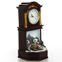 Grandfather Clock Lightup Ornament with Ice Skaters Light-Up Scenes And Ornaments|