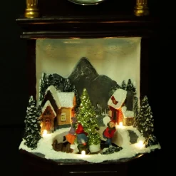 Grandfather Clock Lightup Ornament with Ice Skaters Light-Up Scenes And Ornaments|