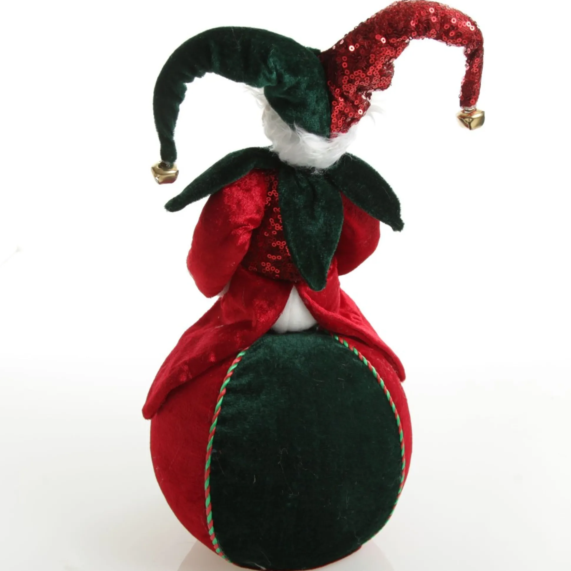 Green and Red Elf on Bauble Christmas Ornament Christmas Elves And Fairies|