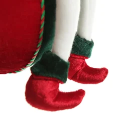 Green and Red Elf on Bauble Christmas Ornament Christmas Elves And Fairies|