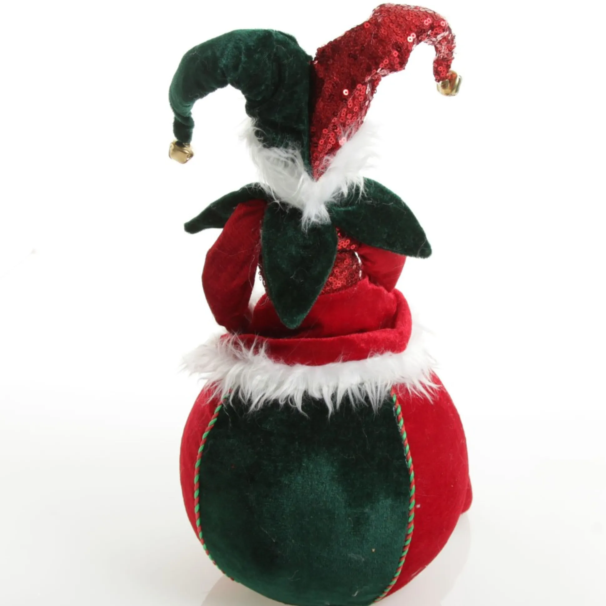 Green and Red Elf on Bauble Christmas Ornament Christmas Elves And Fairies|