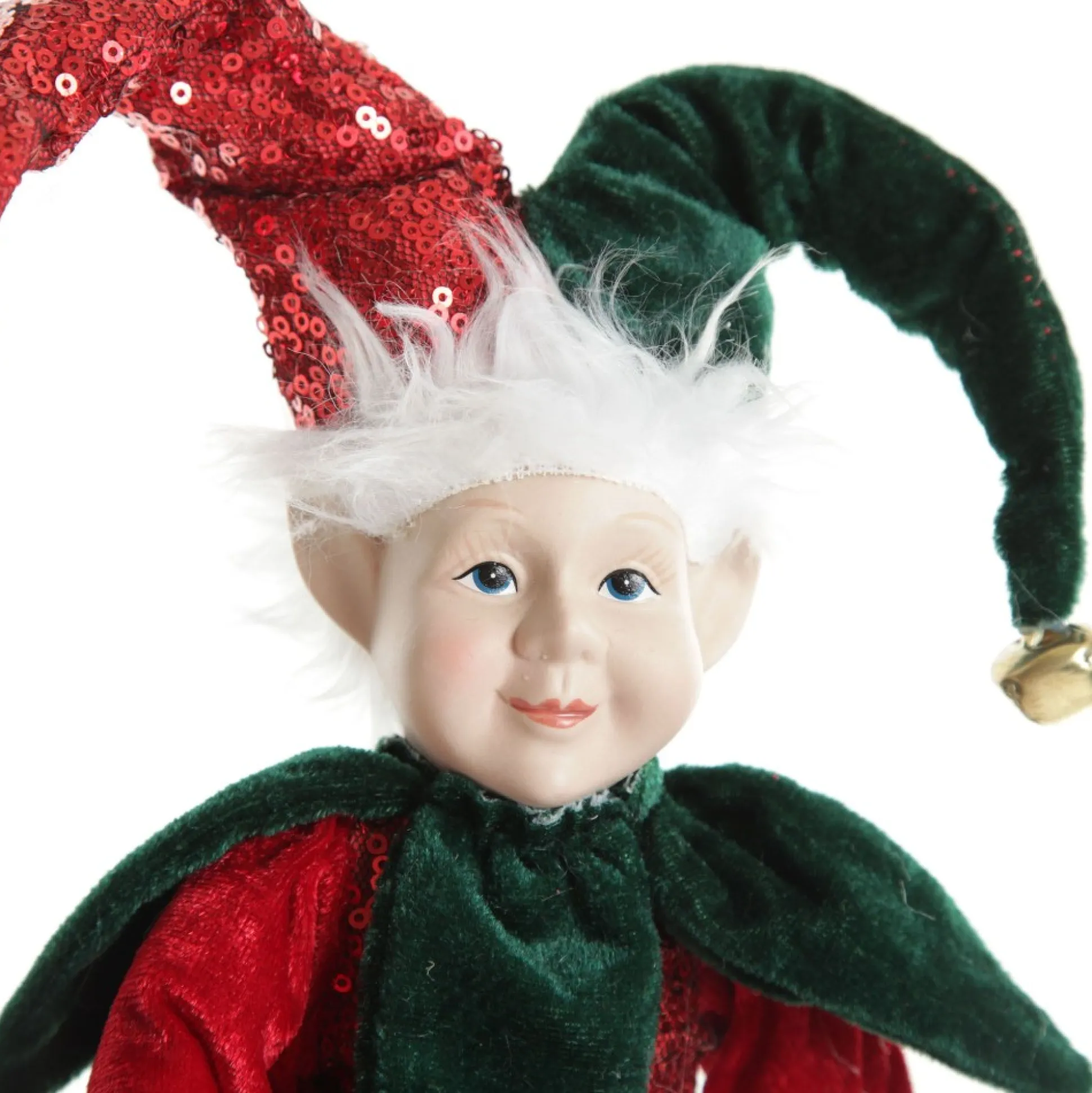 Green and Red Elf on Bauble Christmas Ornament Christmas Elves And Fairies|