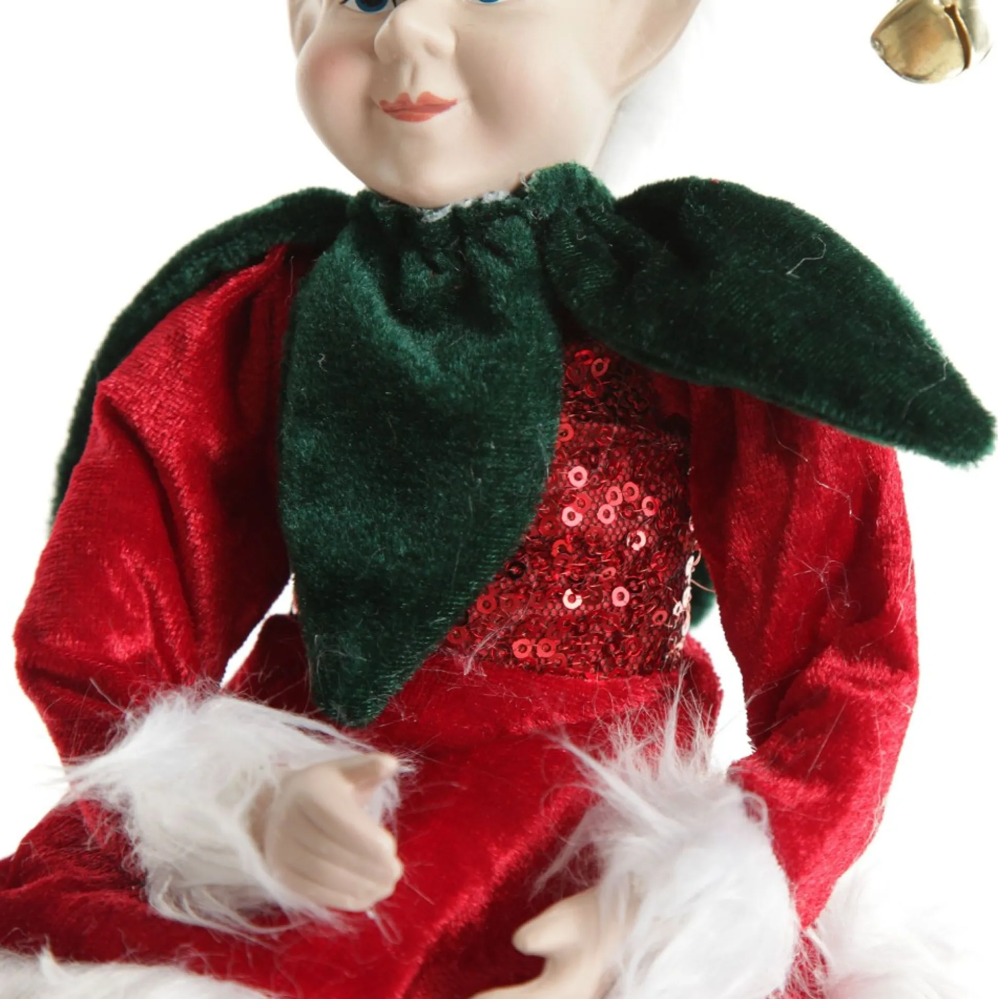 Green and Red Elf on Bauble Christmas Ornament Christmas Elves And Fairies|
