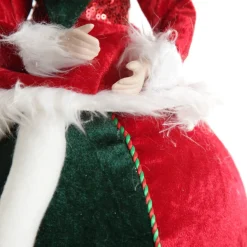 Green and Red Elf on Bauble Christmas Ornament Christmas Elves And Fairies|