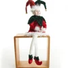 Green and Red Elf Sitting Christmas Ornament Christmas Elves And Fairies|