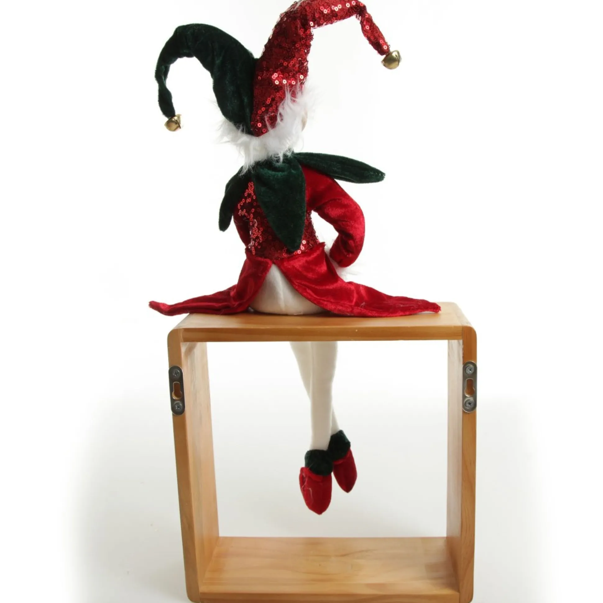 Green and Red Elf Sitting Christmas Ornament Christmas Elves And Fairies|