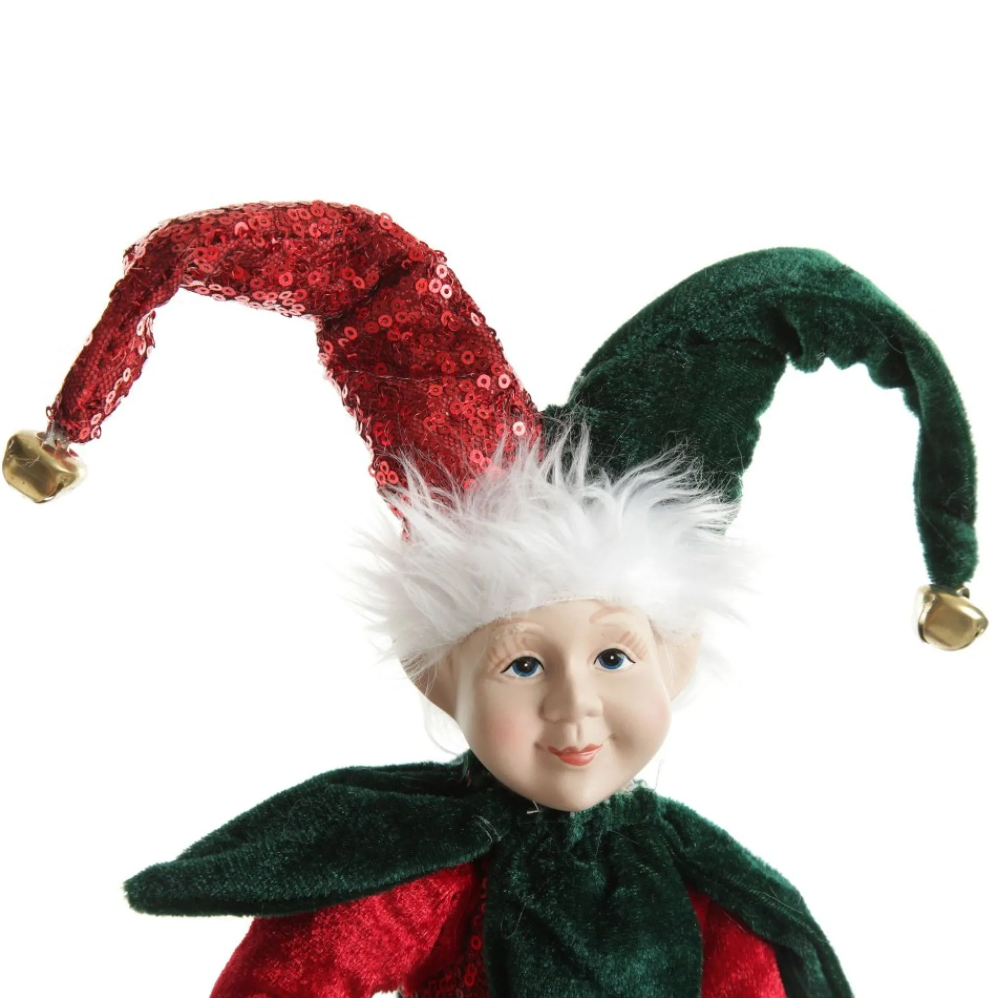 Green and Red Elf Sitting Christmas Ornament Christmas Elves And Fairies|