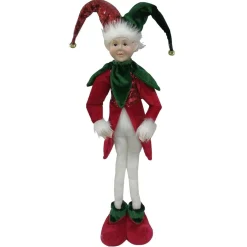 Green and Red Elf Standing Christmas Ornament Christmas Elves And Fairies|