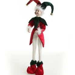 Green and Red Elf Standing Christmas Ornament Christmas Elves And Fairies|