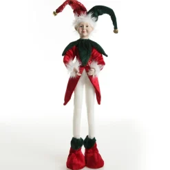 Green and Red Elf Standing Christmas Ornament Christmas Elves And Fairies|