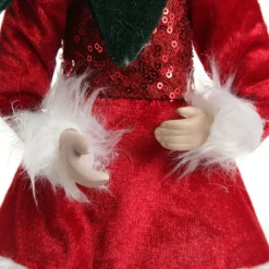 Green and Red Elf Standing Christmas Ornament Christmas Elves And Fairies|