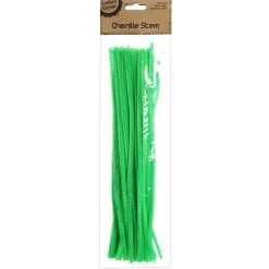 Green Chenille Stem Pipe Cleaners - Pack of 50 Christmas Craft Supplies|