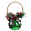 Green Christmas Bell Door Hanger with Black Buffalo Check Bow Christmas Bells And Bows|