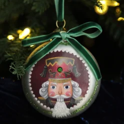 Green Nutcracker Christmas Disc Decorative Christmas Baubles|