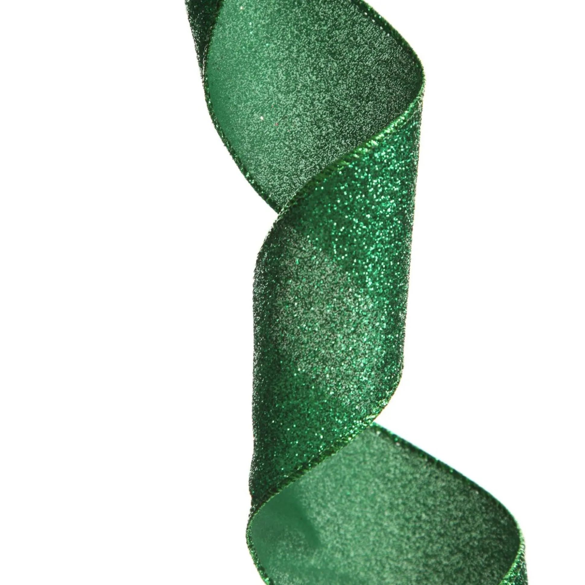 Green Sparkle Glitter Ribbon Wired Edge - 6.3cm Ribbons|