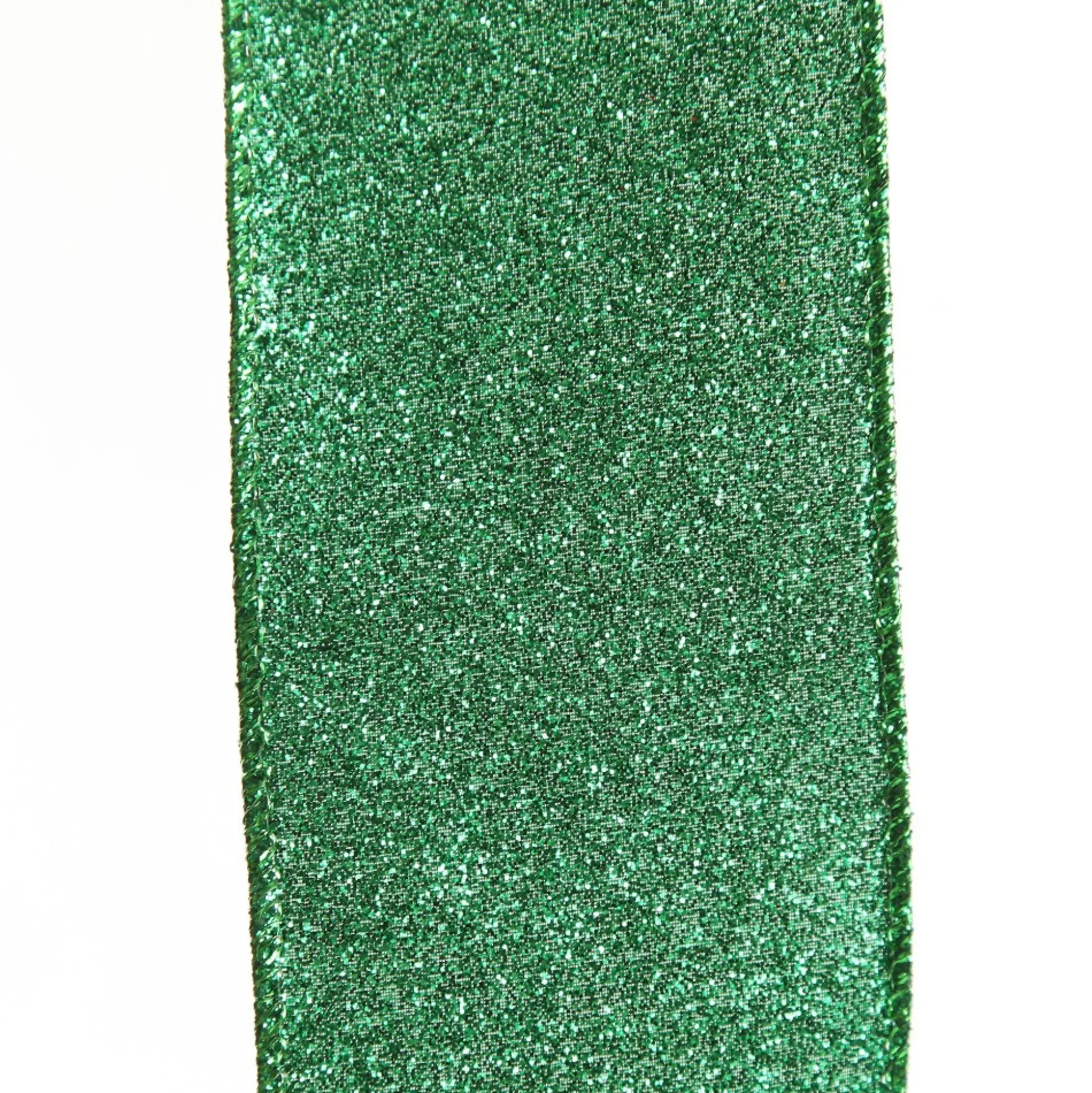 Green Sparkle Glitter Ribbon Wired Edge - 6.3cm Ribbons|