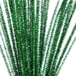 Green Tinsel Chenille Stem Pipe Cleaners - Pack of 45 Christmas Craft Supplies|