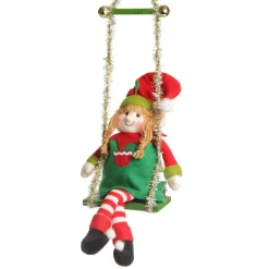 Green Tinsel Christmas Swing Ornament - Single Seat Christmas Ornaments|