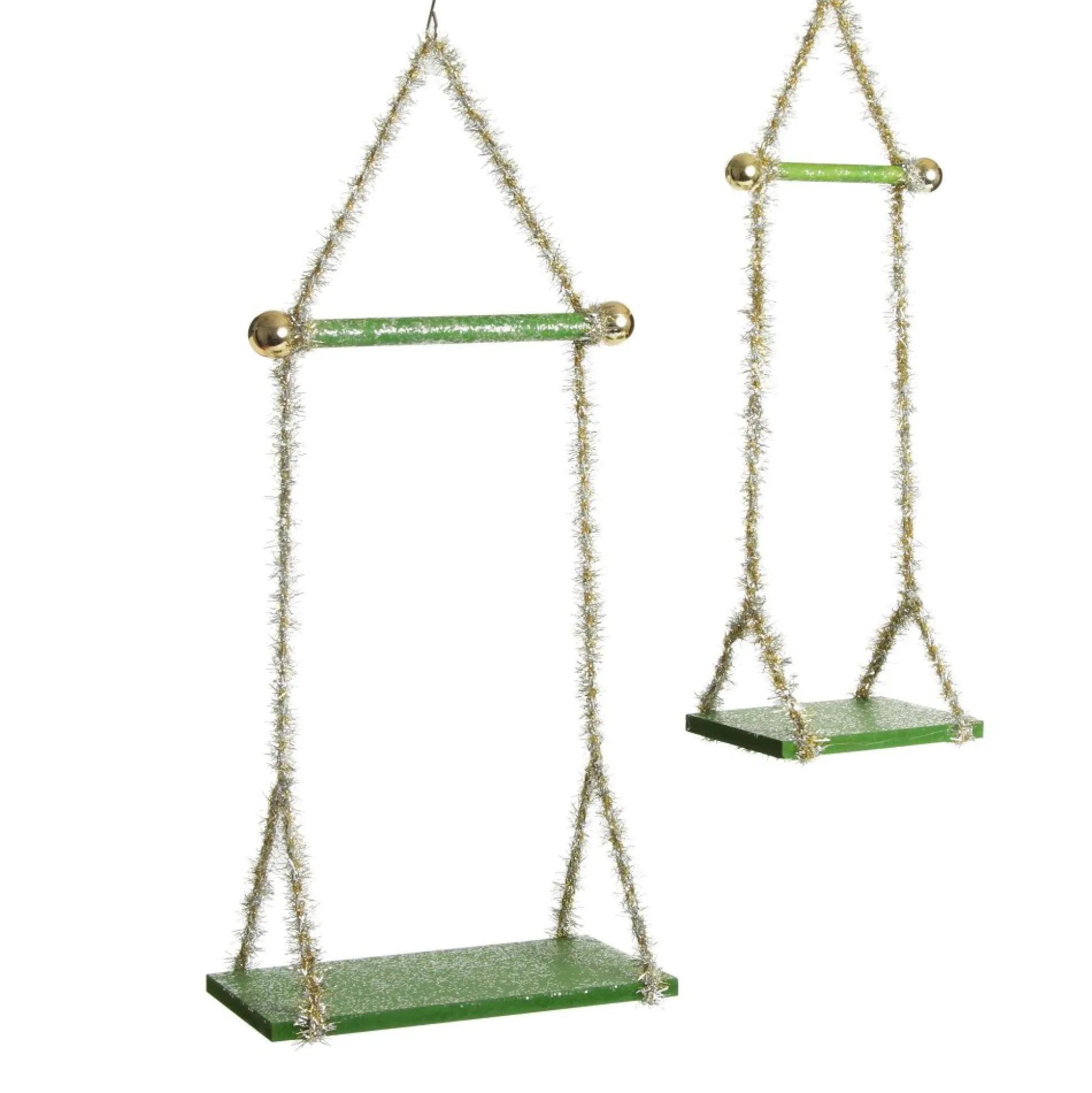 Green Tinsel Christmas Swing Ornament - Single Seat Christmas Ornaments|