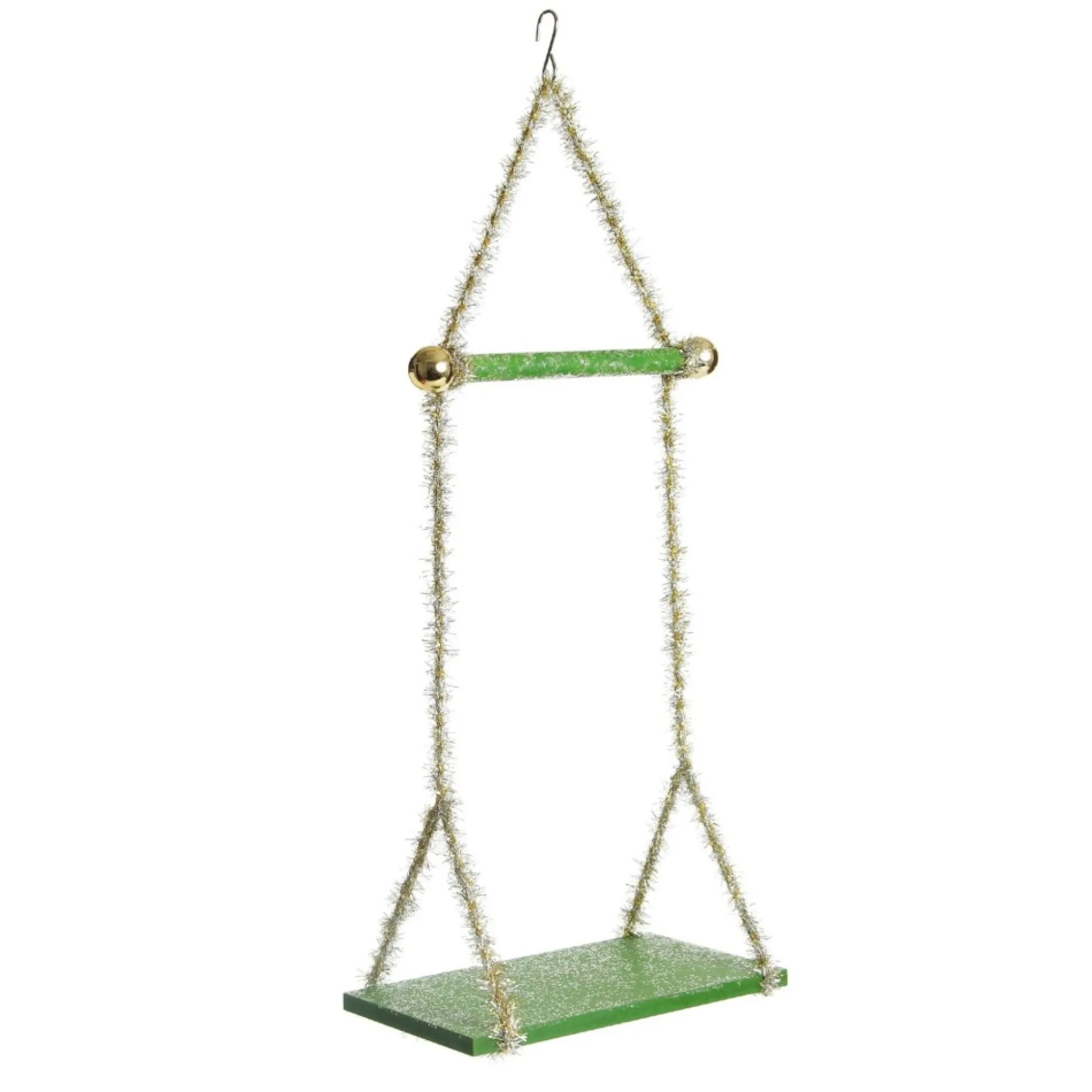 Green Tinsel Christmas Swing Ornament - Double Seat Christmas Ornaments|