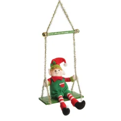 Green Tinsel Christmas Swing Ornament - Double Seat Christmas Ornaments|