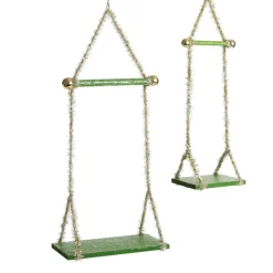 Green Tinsel Christmas Swing Ornament - Double Seat Christmas Ornaments|