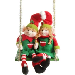 Green Tinsel Christmas Swing Ornament - Double Seat Christmas Ornaments|