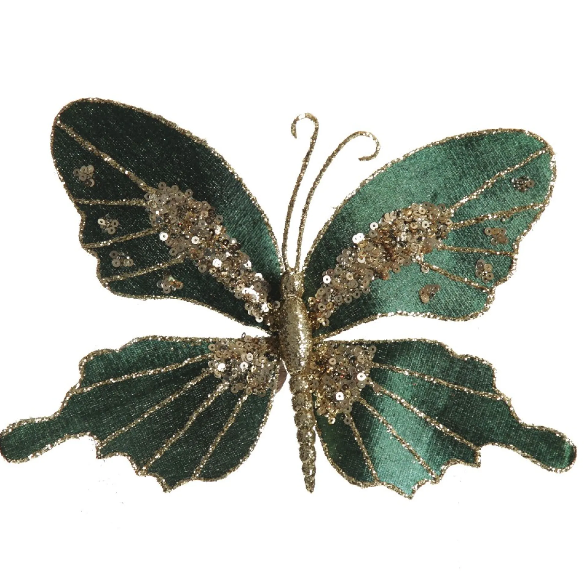 Green Velour and Glitter Butterfly Clip Butterflies And Birds|