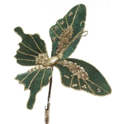 Green Velour and Glitter Butterfly Clip Butterflies And Birds|
