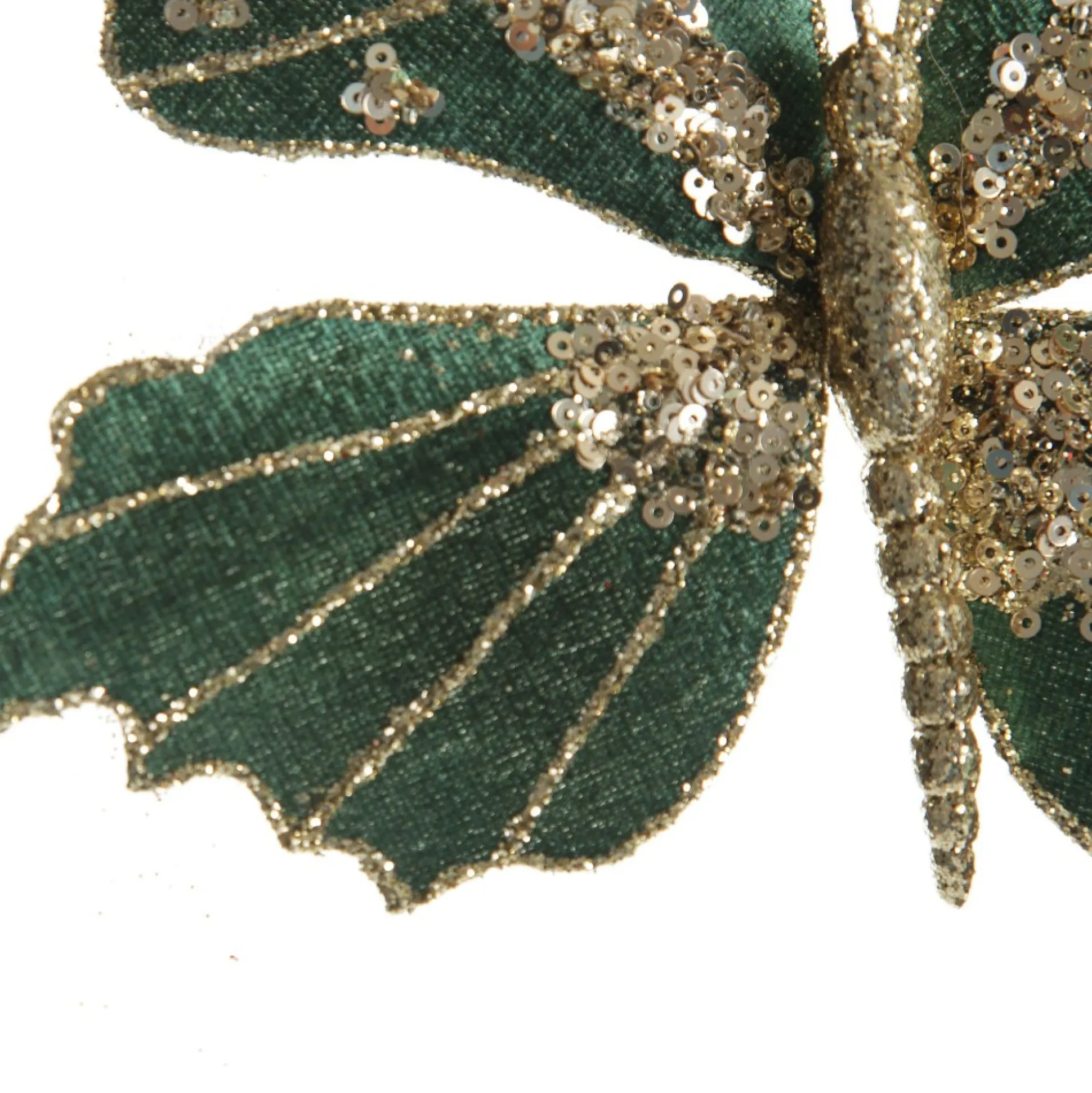 Green Velour and Glitter Butterfly Clip Butterflies And Birds|