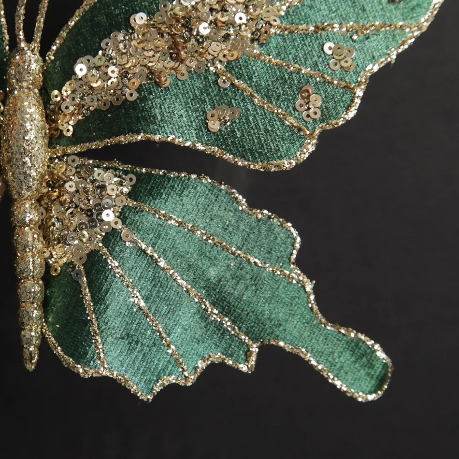 Green Velour and Glitter Butterfly Clip Butterflies And Birds|