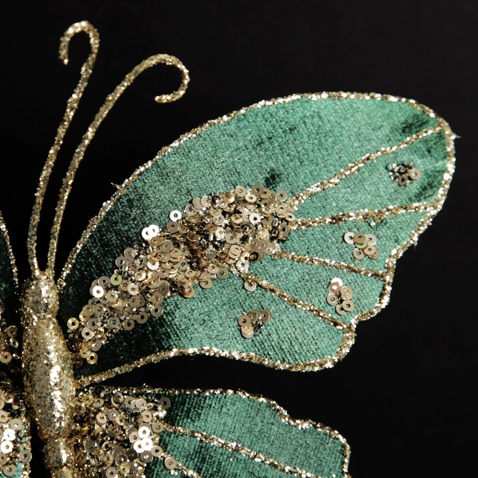 Green Velour and Glitter Butterfly Clip Butterflies And Birds|