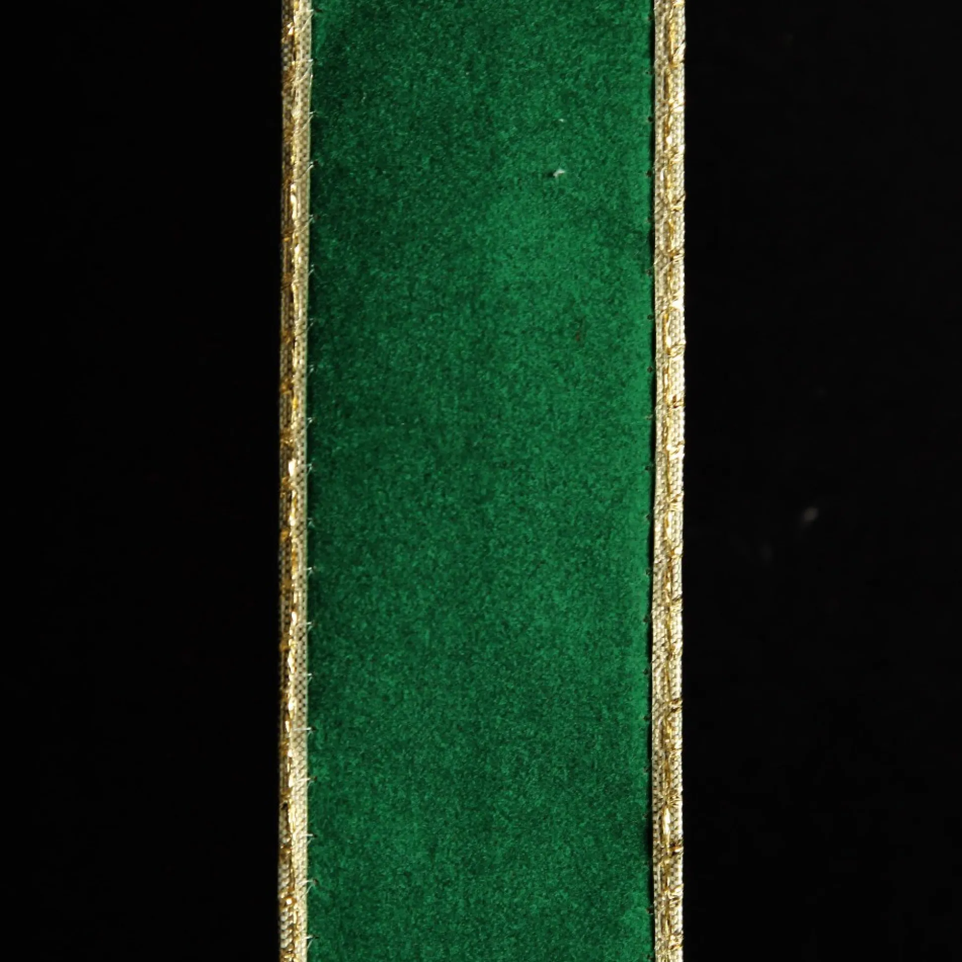 Green Velvet Gold Trim Wired Christmas Ribbon Ribbons|