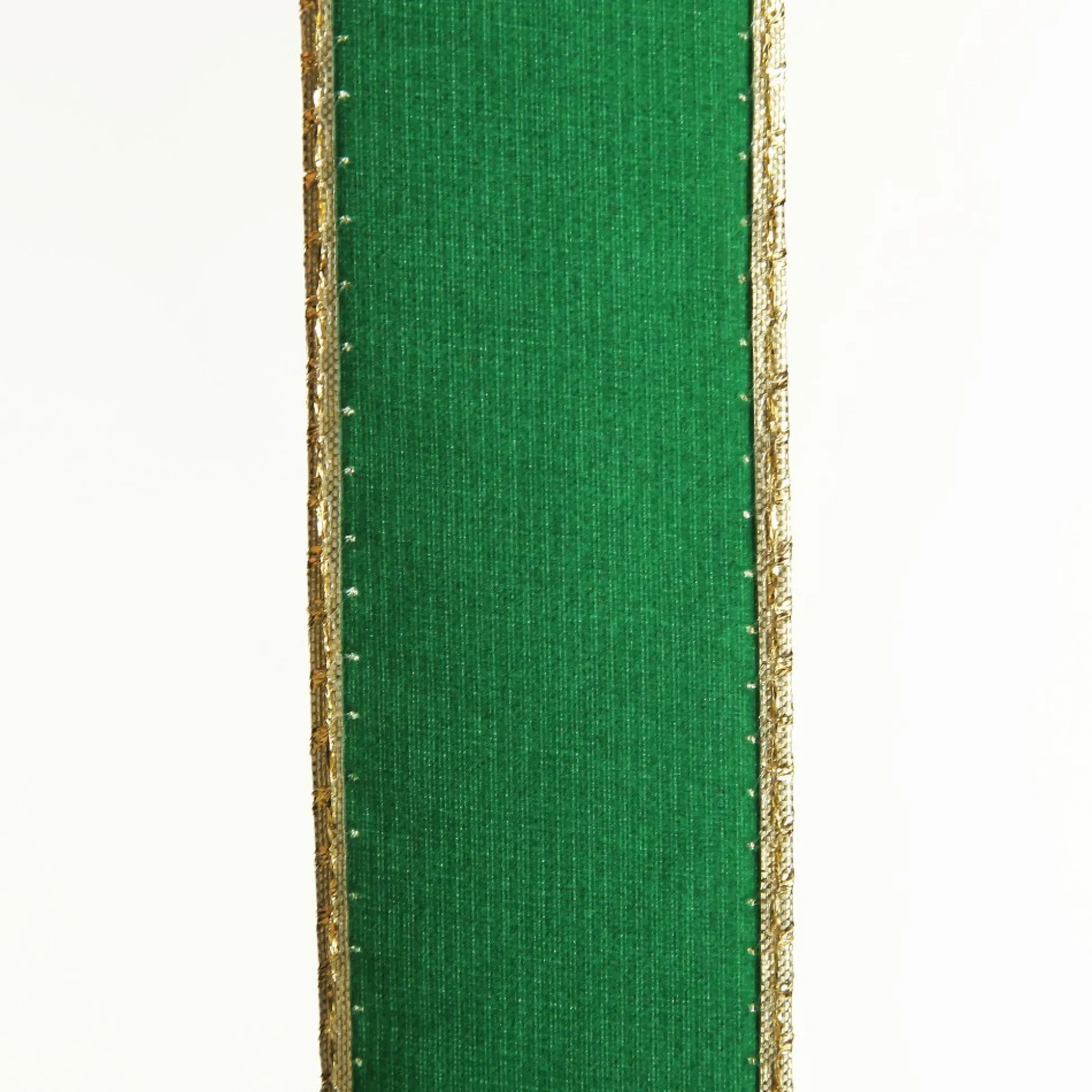 Green Velvet Gold Trim Wired Christmas Ribbon Ribbons|