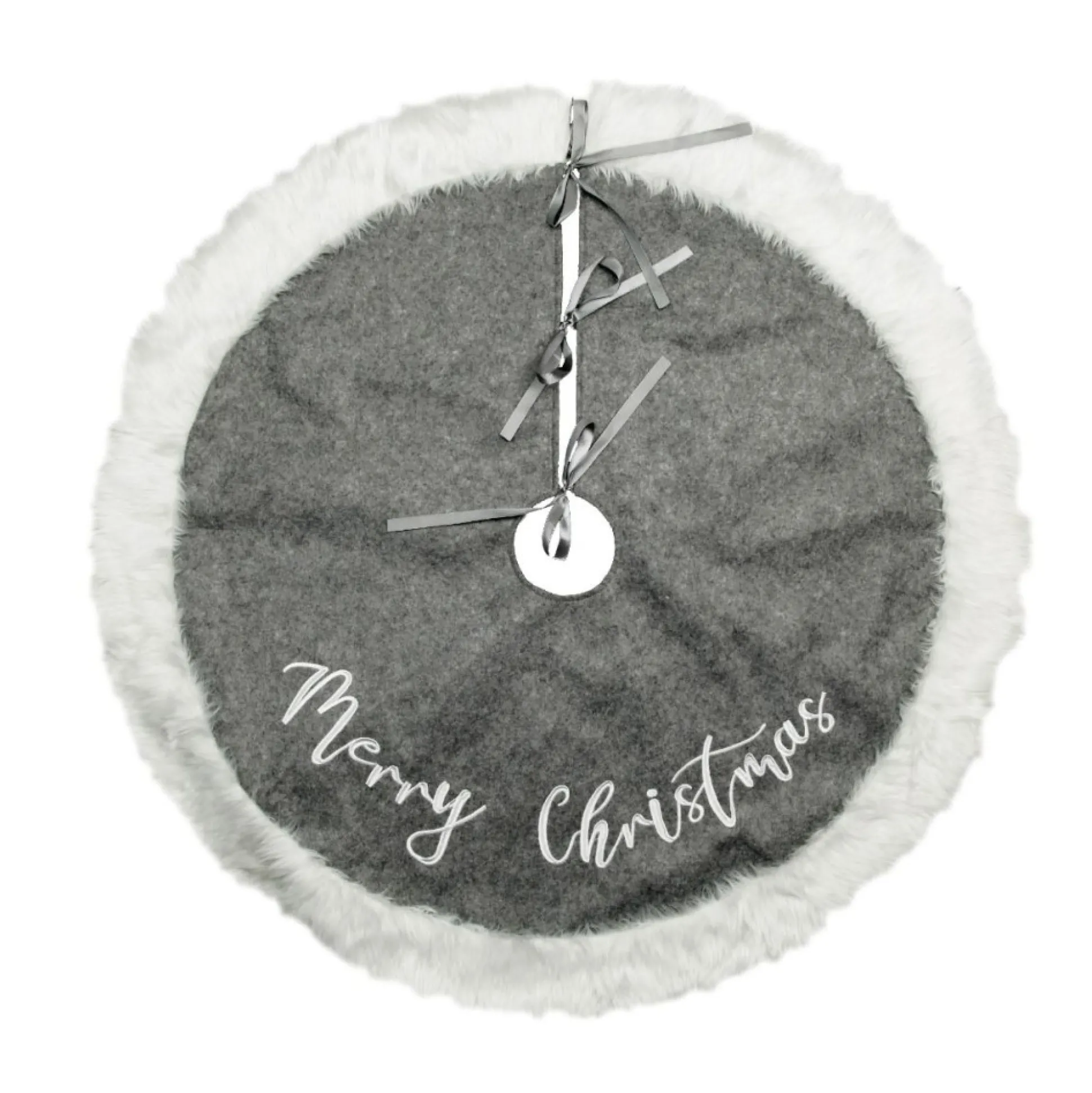 Grey and White Fur Christmas Tree Skirt Christmas Tree Skirts|