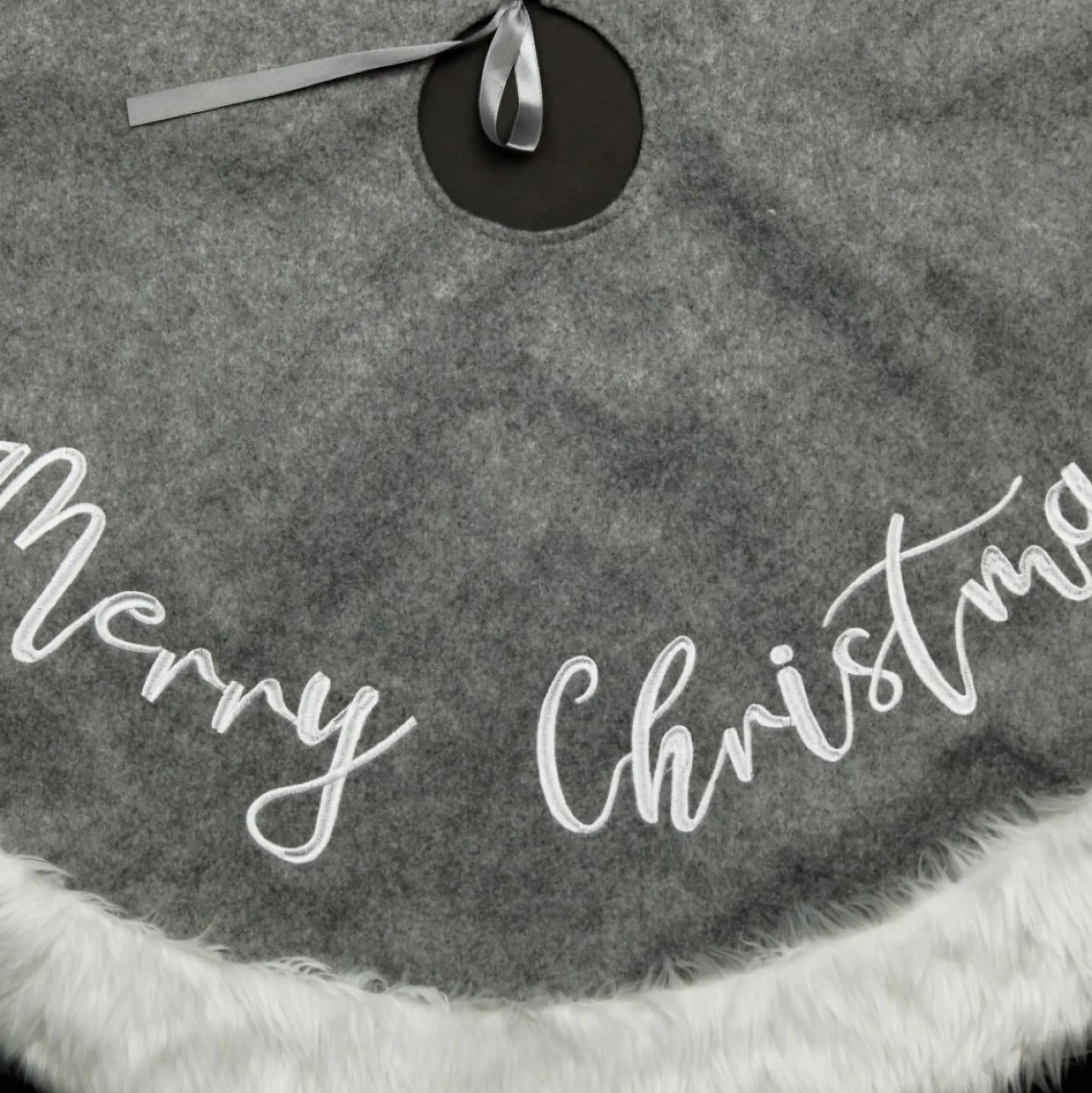 Grey and White Fur Christmas Tree Skirt Christmas Tree Skirts|